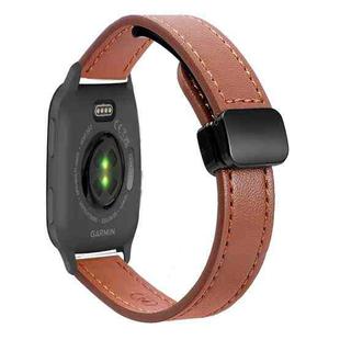 For Garmin Venu SQ Slim Magnetic Buckle 20mm Microfiber Leather Watch Band(Mocha Brown)