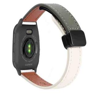 For Garmin Venu SQ Slim Magnetic Buckle 20mm Microfiber Leather Watch Band(Apricot+Avocado Green)