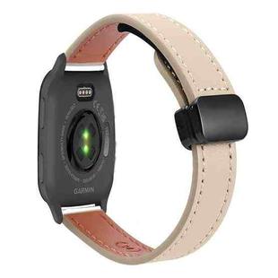 For Garmin Venu SQ Slim Magnetic Buckle 20mm Microfiber Leather Watch Band(Cream Apricot)