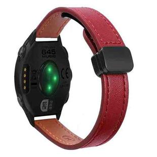 For Garmin Forerunner 645 Music Slim Magnetic Buckle 20mm Microfiber Leather Watch Band(Wine Red)