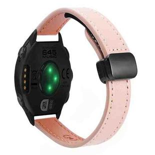 For Garmin Forerunner 645 Music Slim Magnetic Buckle 20mm Microfiber Leather Watch Band(Sakura Pink)