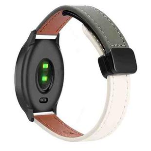 For Garmin Move Sport Slim Magnetic Buckle 20mm Microfiber Leather Watch Band(Apricot+Avocado Green)