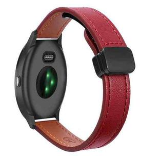 For Garmin Vivoactive 3 Slim Magnetic Buckle 20mm Microfiber Leather Watch Band(Wine Red)