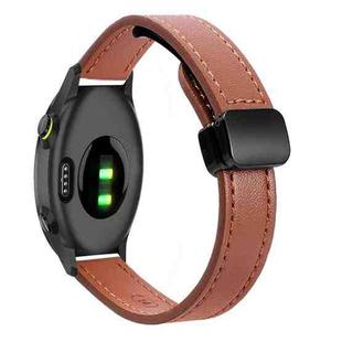 For Garmin Forerunner 55 Slim Magnetic Buckle 20mm Microfiber Leather Watch Band(Mocha Brown)