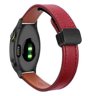 For Garmin Forerunner 55 Slim Magnetic Buckle 20mm Microfiber Leather Watch Band(Wine Red)