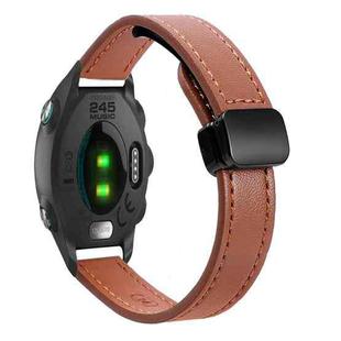 For Garmin Forerunner 245 Music Slim Magnetic Buckle 20mm Microfiber Leather Watch Band(Mocha Brown)