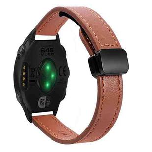 For Garmin Forerunner 645 Slim Magnetic Buckle 20mm Microfiber Leather Watch Band(Mocha Brown)