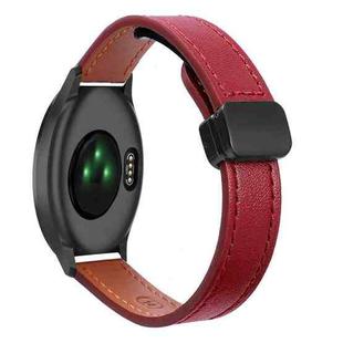 For Garmin Vivomove HR Sport Slim Magnetic Buckle 20mm Microfiber Leather Watch Band(Wine Red)