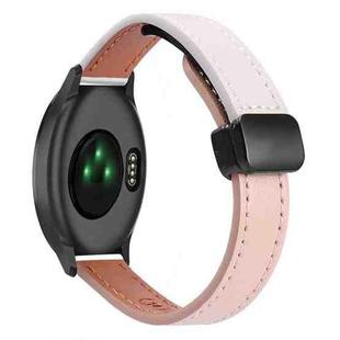 For Garmin Vivomove HR Sport Slim Magnetic Buckle 20mm Microfiber Leather Watch Band(Pink+Apricot)