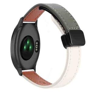 For Garmin Vivomove HR Sport Slim Magnetic Buckle 20mm Microfiber Leather Watch Band(Apricot+Avocado Green)