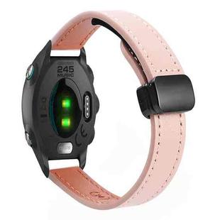 For Garmin Forerunner 245 Slim Magnetic Buckle 20mm Microfiber Leather Watch Band(Sakura Pink)