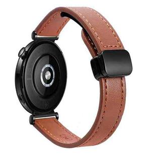 For Huawei Watch GT 4 41mm 18mm Slim Magnetic Buckle Microfiber Leather Watch Band(Mocha Brown)