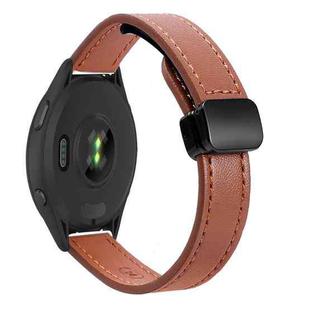 For Garmin Forerunner 265S 18mm Slim Magnetic Buckle Microfiber Leather Watch Band(Mocha Brown)