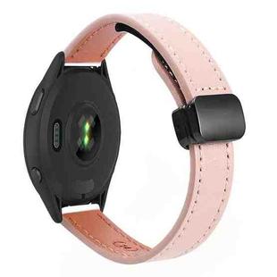 For Garmin Forerunner 265S 18mm Slim Magnetic Buckle Microfiber Leather Watch Band(Sakura Pink)