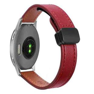 For Garmin Venu 2S 18mm Slim Magnetic Buckle Microfiber Leather Watch Band(Wine Red)