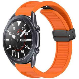 For Samsung Galaxy Watch 3 45mm Window Blind Magnetic Buckle 22mm Silicone Watch Band(Orange)