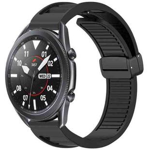 For Samsung Galaxy Watch 3 45mm Window Blind Magnetic Buckle 22mm Silicone Watch Band(Black)