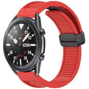 For Samsung Galaxy Watch 3 45mm Window Blind Magnetic Buckle 22mm Silicone Watch Band(Red)