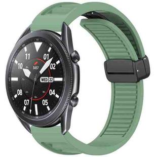 For Samsung Galaxy Watch 3 45mm Window Blind Magnetic Buckle 22mm Silicone Watch Band(Pine Green)