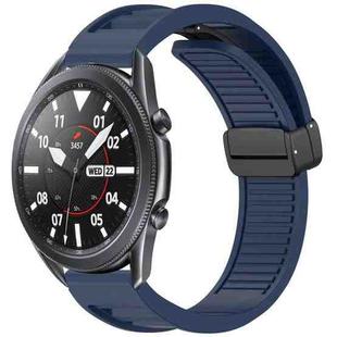 For Samsung Galaxy Watch 3 45mm Window Blind Magnetic Buckle 22mm Silicone Watch Band(Midnight Blue)