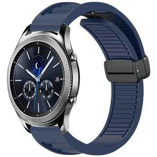 For Samsung Galaxy Gear S3 Classic Window Blind Magnetic Buckle 22mm Silicone Watch Band(Midnight Blue)