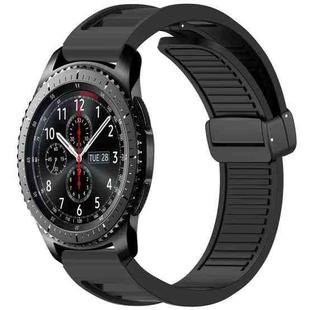 For Samsung Galaxy Gear S3 Frontier Window Blind Magnetic Buckle 22mm Silicone Watch Band(Black)