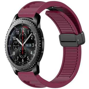 For Samsung Galaxy Gear S3 Frontier Window Blind Magnetic Buckle 22mm Silicone Watch Band(Wine Red)