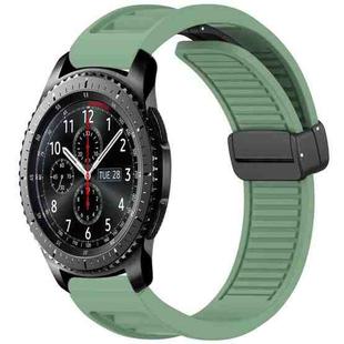 For Samsung Galaxy Gear S3 Frontier Window Blind Magnetic Buckle 22mm Silicone Watch Band(Pine Green)