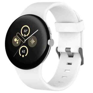 For Google Pixel Watch 3 45mm Solid Color Sports Silicone Watch Band(White)