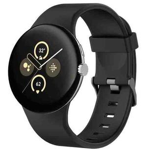 For Google Pixel Watch 3 45mm Solid Color Sports Silicone Watch Band(Black)