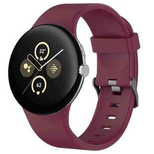 For Google Pixel Watch 3 45mm Solid Color Sports Silicone Watch Band(Wine Red)