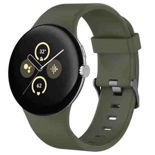 For Google Pixel Watch 3 45mm Solid Color Sports Silicone Watch Band(Army Green)