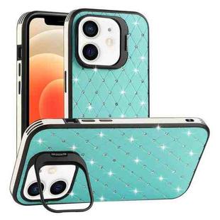 For iPhone 12 Starry Bling Diamonds Lens Holder Phone Case(Green)