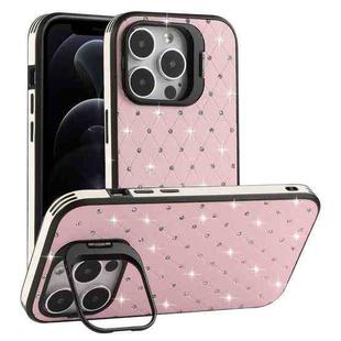 For iPhone 12 Pro Starry Bling Diamonds Lens Holder Phone Case(Pink)