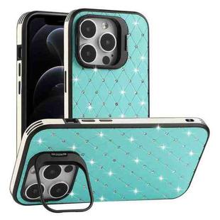 For iPhone 12 Pro Starry Bling Diamonds Lens Holder Phone Case(Green)