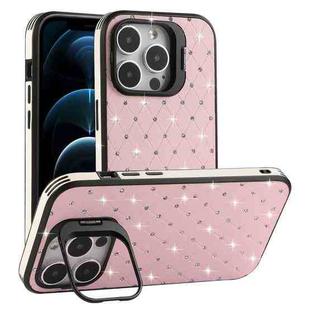 For iPhone 12 Pro Max Starry Bling Diamonds Lens Holder Phone Case(Pink)