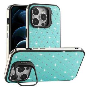 For iPhone 12 Pro Max Starry Bling Diamonds Lens Holder Phone Case(Green)