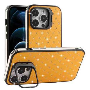 For iPhone 12 Pro Max Starry Bling Diamonds Lens Holder Phone Case(Orange)