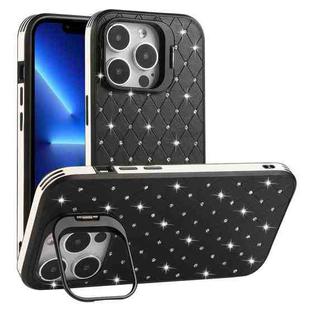 For iPhone 13 Pro Starry Bling Diamonds Lens Holder Phone Case(Black)