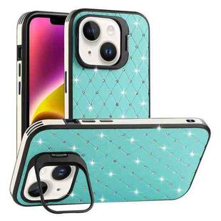 For iPhone 14 Starry Bling Diamonds Lens Holder Phone Case(Green)