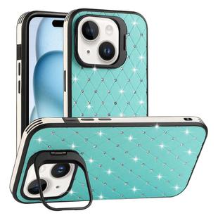 For iPhone 15 Plus Starry Bling Diamonds Lens Holder Phone Case(Green)