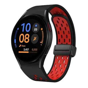 For Samsung Galaxy Watch FE 40mm Two Color Magnetic Folding Black Buckle Silicone Watch Band(Black Red)