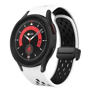 For Samsung Galaxy Watch 5 Pro 45mm Two Color Magnetic Folding Black Buckle Silicone Watch Band(White Black)