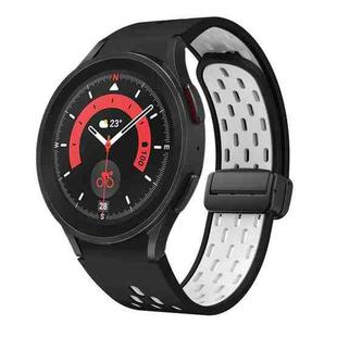 For Samsung Galaxy Watch 5 Pro 45mm Two Color Magnetic Folding Black Buckle Silicone Watch Band(Black White)