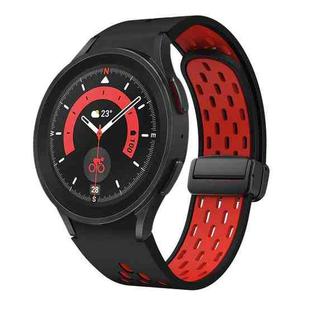 For Samsung Galaxy Watch 5 Pro 45mm Two Color Magnetic Folding Black Buckle Silicone Watch Band(Black Red)