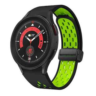 For Samsung Galaxy Watch 5 Pro 45mm Two Color Magnetic Folding Black Buckle Silicone Watch Band(Black Silver Green)