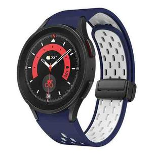 For Samsung Galaxy Watch 5 Pro 45mm Two Color Magnetic Folding Black Buckle Silicone Watch Band(Midnight Blue White)