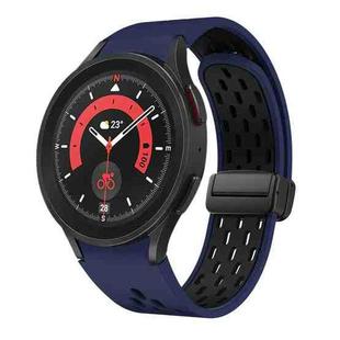 For Samsung Galaxy Watch 5 Pro 45mm Two Color Magnetic Folding Black Buckle Silicone Watch Band(Midnight Blue Black)