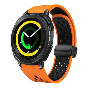 For Samsung Galaxy Gear Sport Two Color Magnetic Folding Black Buckle Silicone Watch Band(Orange Black)