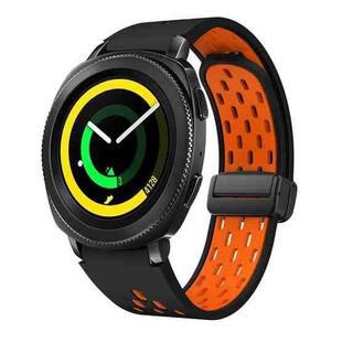 For Samsung Galaxy Gear Sport Two Color Magnetic Folding Black Buckle Silicone Watch Band(Black Orange)